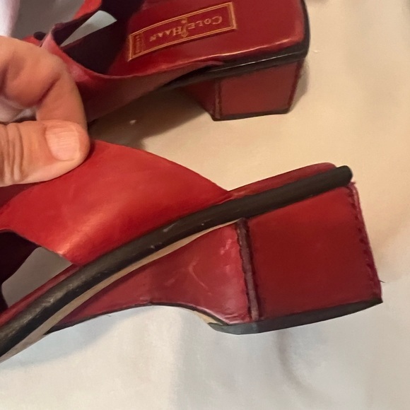 Cole Haan Red Leather Mules with Block Heel - Picture 4 of 8